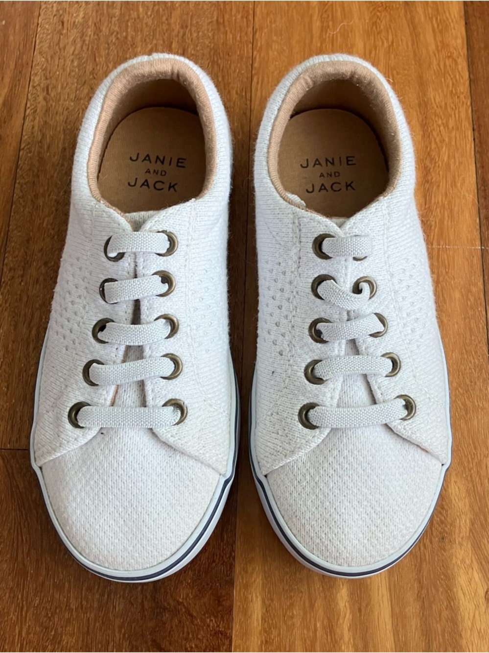 Janie and Jack Cream Knit Lace-Up Sneakers